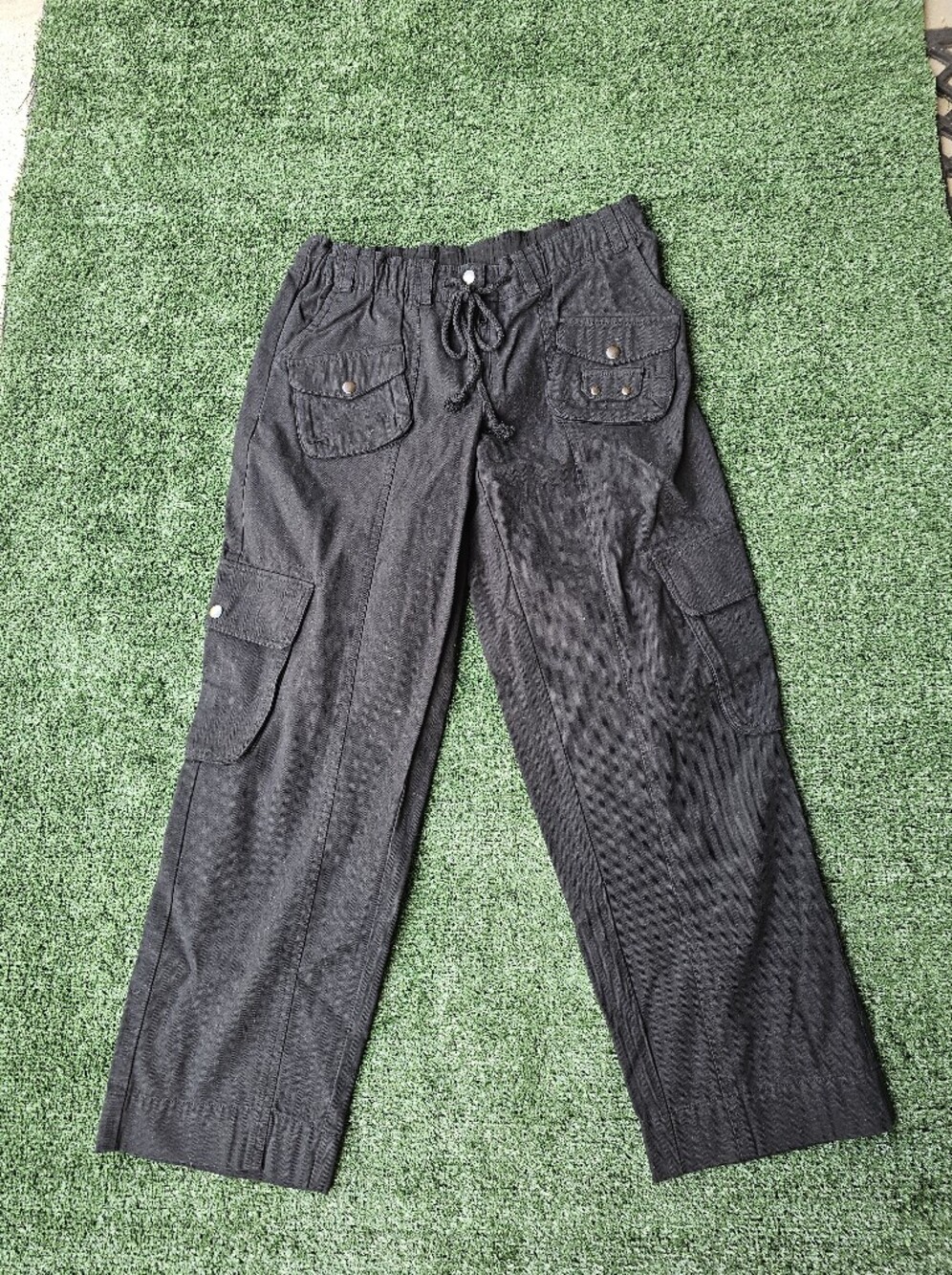 bohme Black Wide-Leg Cargo Pants with Flap Pockets